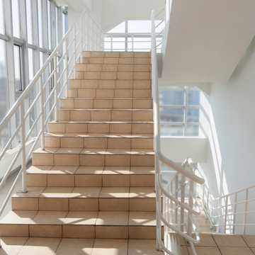 A staircase in an office building.